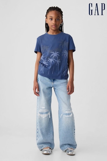 Gap Blue Cotton Graphic Crew Neck Short Sleeve T-Shirt (4-13yrs) (B98023) | £10