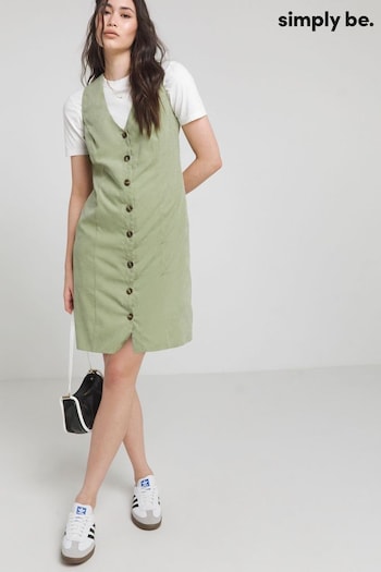 Simply Be Green Microfibre Pinafore Dress (B98121) | £36