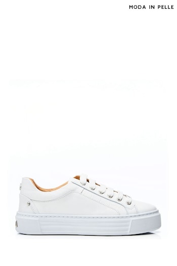 Moda in Pelle Silver Arabeller Lace-Up Trainers With Eyelets (B98211) | £89