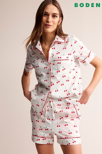 Boden White Cotton Sateen Pyjama Shorts (B98325) | £38