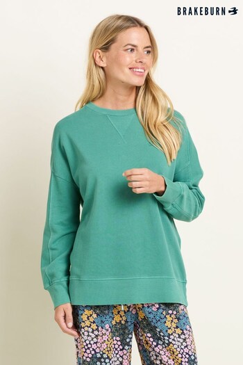 Brakeburn Green Garment Dyed Crew Neck Sweatshirt (B98328) | £50