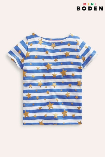 Boden Blue Short Sleeve Fun Breton T-Shirt (B98366) | £15 - £17