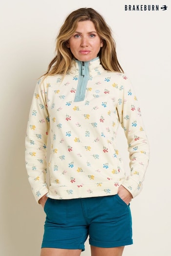 Brakeburn Cream Floral Quarter Zip Sweatshirt (B98397) | £60
