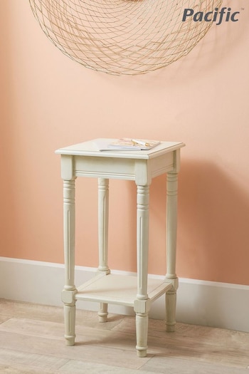 Pacific White Heritage Pine Wood Accent Table with Shelf (B98414) | £90