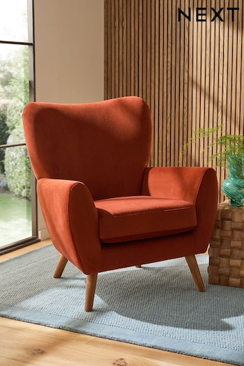 Soft Velvet Rust Brown Wilson II Highback Grande Armchair (B98465) | £399