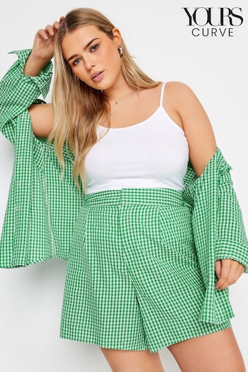 Yours Curve Green LIMITED COLLECTION Gingham Check Shorts (B98516) | £24