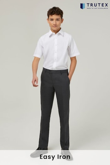 Trutex White Regular Fit Short Sleeve 3 Pack School abstract-print Shirts (B98546) | £20 - £28