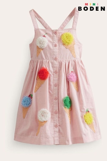 Boden Pink Button Through Logo Dress (B98549) | £34 - £39