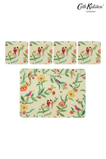 Cath Kidston Green Summer Birds Cork Back Placemats And Coasters Set (B98617) | £24