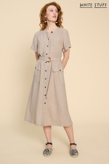 White Stuff Natural Hazel Linen Blend Shirt Brand Dress (B98630) | £79