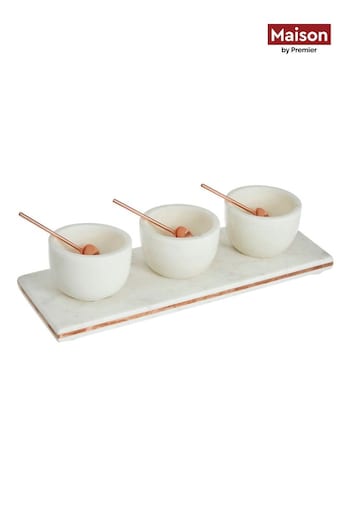 Maison by Premier 3 Piece White Marble And Copper Inlay Serving Board Set (B98660) | £47