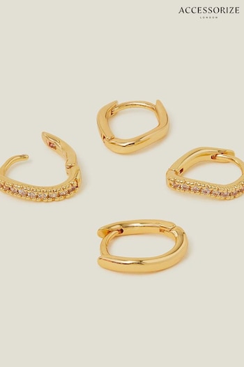 Accessorize 14CT Gold Plated Molten Hoops 2 Pack (B98707) | £18
