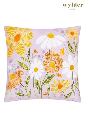 Wylder Nature Lilac Peach Wildflowers Outdoor Cushion (B98741) | £19