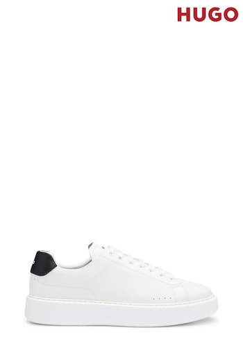 HUGO Leather Lace-up White Trainers With Contrast lunchtimmar Backtab (B98750) | £199