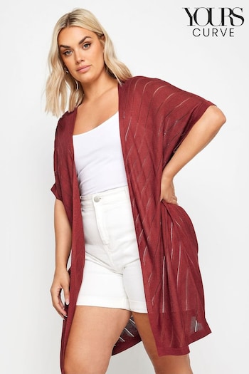 Yours Curve Red Cocoon Cardigan With Chevron Stripe (B98807) | £29