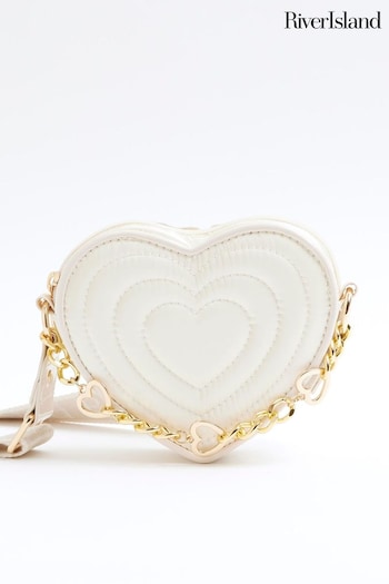 River Island Cream Girls Heart Chain Nylon Bag (B98962) | £18