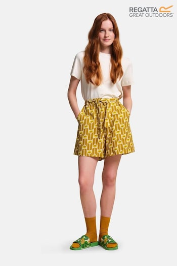 Regatta Womens Yellow Orla Kiely Summer tile-print Shorts (B98985) | £35