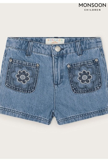 Monsoon Blue Flower Denim Shorts (B99128) | £22 - £26