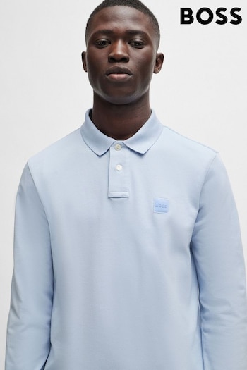 BOSS Blue Logo Patch Long Sleeve Polo Shirt (B99180) | £89