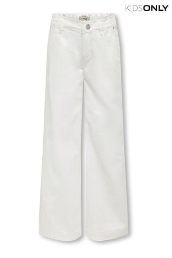 ONLY KIDS Wide Leg Adjustable Waist White Jeans Tie (B99280) | £25