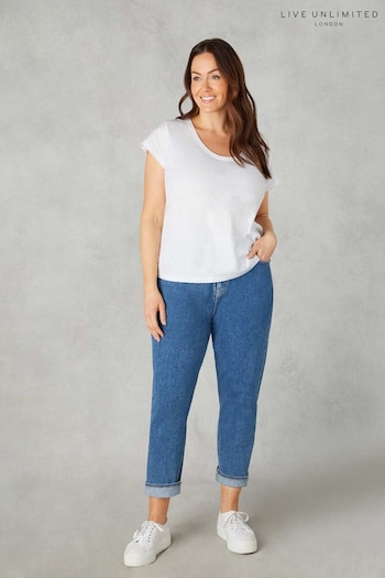 Live Unlimited Curve Petite Mid Blue Mom Comfort jersey Jeans (B99356) | £79
