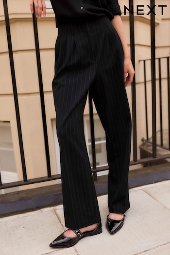 Black Pinstripe Straight Trousers (B99401) | £48