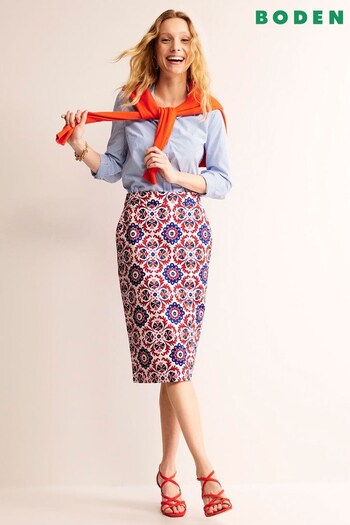 Boden Red Bi-Stretch Pencil Skirt (B99423) | £85