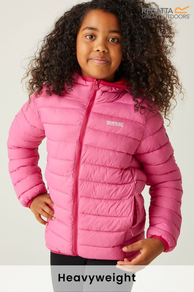 Pink puffer jacket girls top