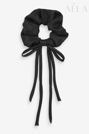 Aela Black Ribbon Black Scrunchie (B99584) | £10
