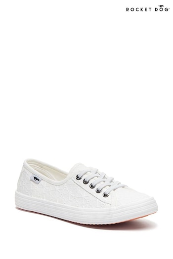 Rocket Dog Chow Chow Elsie Eyelet Cotton White Trainers (B99604) | £32