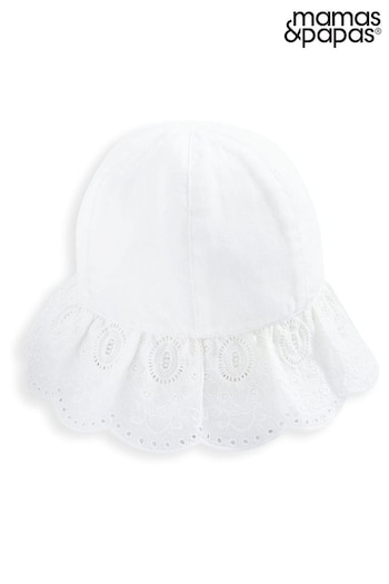Mamas & Papas Laura Ashley Broderie Sun White Hat (B99802) | £14