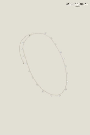 Accessorize Sterling Silver Plated Sparkle Station Necklace (B99874) | £16