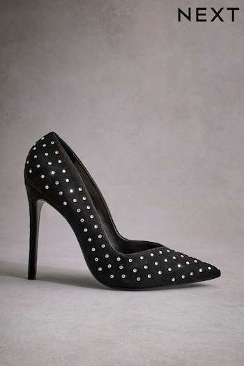 Black Tabitha Simmons Lola Leather Studded Point Heels (B99939) | £125