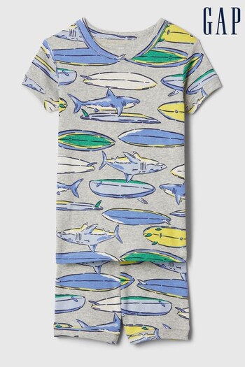 Gap Grey Shark Graphic Short Sleeve Pyjama Set (12mths-5yrs) (B99949) | £18