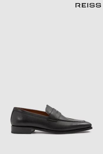 Reiss Black Gartlett Leather Saddle Loafers (B99974) | £198