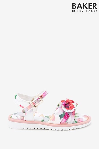 Baker by Ted Baker White Floral Bow Sandals (C00181) | £36