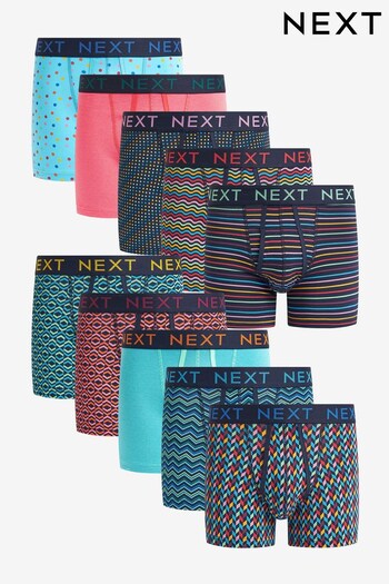 Navy Mixed Print 10 pack A-Front Boxers (C00190) | £58