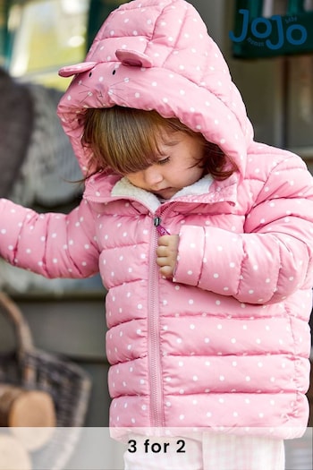JoJo Maman Bébé Pink Mouse Puffer Jacket (C00214) | £49.50
