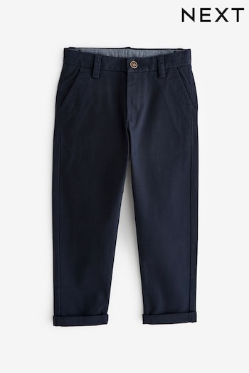 Navy Blue Tapered Loose Fit Stretch Chino silk Trousers (3-17yrs) (C00255) | £11 - £16