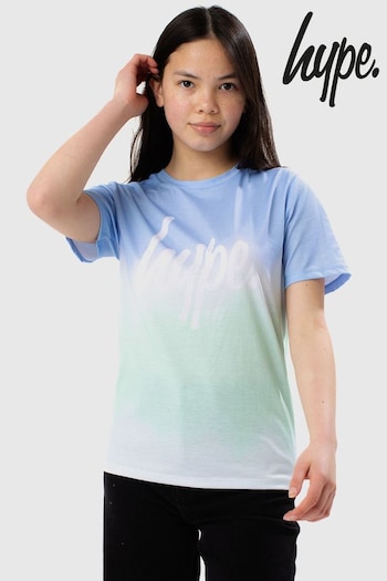 Hype. Girls Ombre Mint Blue Blur Script T-Shirt (C00432) | £18