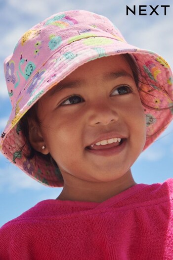 Pink Unicorn Printed Bucket Hat (3mths-6yrs) (C00445) | £7 - £8