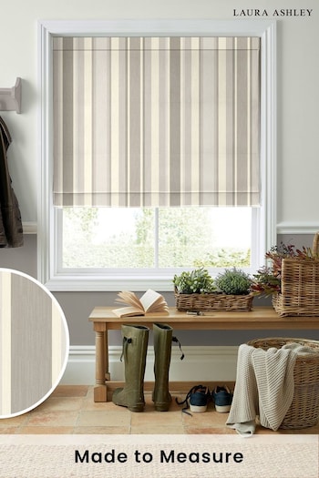Laura Ashley Grey Awning Stripe Made To Measure Roman Blind (C00460) | £84