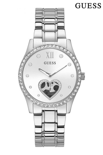 Guess Ladies Silver Toned Be Loved Night Life Watch (C00528) | £159