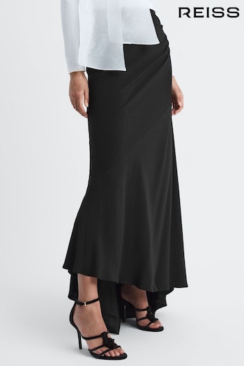Reiss Black Maxine High Rise Fitted Maxi Skirt (C00556) | £228