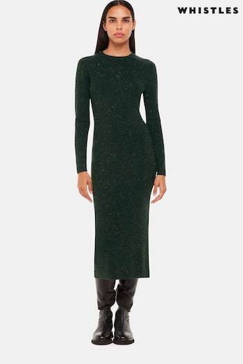 Whistles Green Annie Sparkle Knit Dress (C00571) | £99