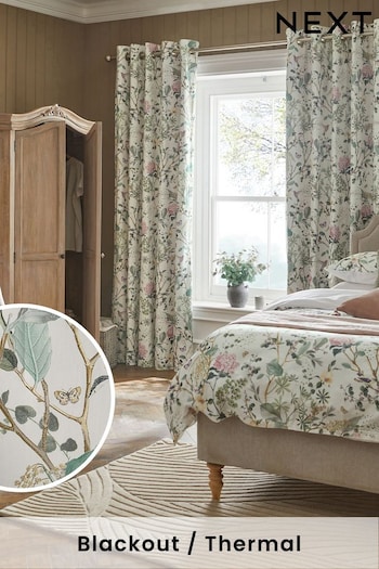 Natural CerbeShops Reflections Floral Eyelet Blackout/Thermal Curtains (C00596) | £50 - £110