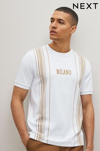 White/Gold Vertical Stripe T-Shirt (C00702) | £22