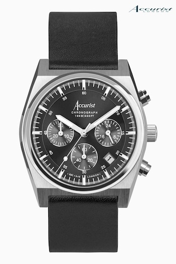 Accurist Origin Mens Leather Strap Chronograph Black Watch (C00762) | £189