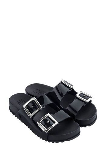 Zaxy Black Double Strap Buckle Wedge Slides (C01213) | £40