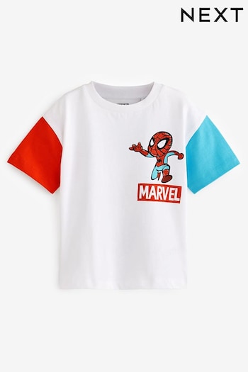 Marvel White/Red Back Print Colourblock Short Sleeve License T-Shirt (9mths-8yrs) (C01217) | £10 - £12